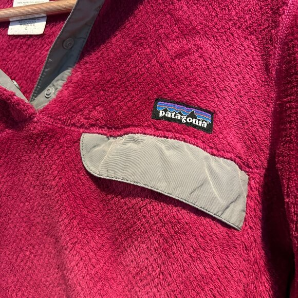 PATAGONIA Re-Tool Hoody Hoodie Synchilla Fleece Pink Gray Sz L - Picture 3 of 5